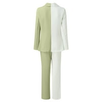 Aboser Blazer setovi za žene Blok u boji Blok dugih rukava s hlačama otvorenih prednjih poslova casual Slim odijelo