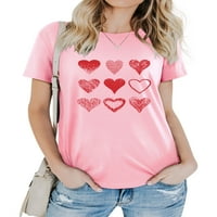 Nlife Women Heart Pattern Print majica s kratkim rukavima s kratkim rukavima