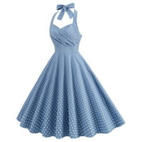 Žene 1950 -ih Vintage haljine Halter Polka Dot Swing A Line Midi Dress koktel zabava Večernja maturalna haljina