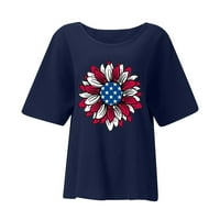 Žene Ljetni Dan neovisnosti uzorak bluza okrugli vrat kratki rukavi udobni majica vrhova