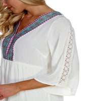 Bijela oznaka ženska izvezena tunična haljina