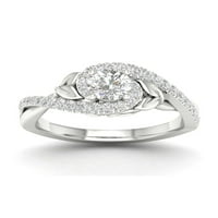 3 4CT TDW Diamond 14K bijelo zlato obećanje prstena