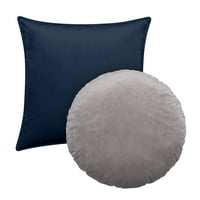 Baršunasti kvadratni i okrugli jastuci za bacanje od perja, indigo i siva, Set