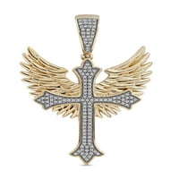 Imperijalno 10k žuto zlato 3 8CT TDW Dijamantni anđeoski krila križani hip hop privjesak za muškarce