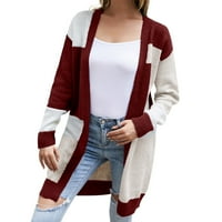 Kabinski džemperi za žene zimske čvrste boje šuplje pletenice Popularni rukavi džemper kardigans Žene žene Duster