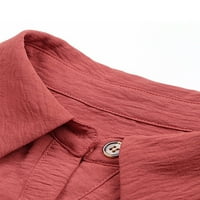 Cindysus Ladies košulja haljina dugih rukava kratke mini haljine rever vrat seksi odmor gumb dolje crvena s
