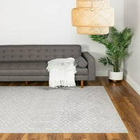 Jedinstveni tkalački stan od tkalačkog stana, rešetkasti tepih,pravokutnik,9' 0 12' 2 Svijetlo siva moderna rešetka