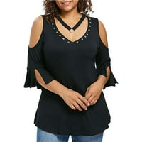 Bluze za žene, elegantni casual ženski vrhovi u gotičkom stilu Plus size, bluza kratkih rukava s izrezom u obliku