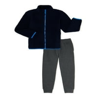Švicarske Alpe Boys Fau Sherpa jakne s punim zipom i joggerskim hlačama, dvodijelni set odjeće, veličine 4-12