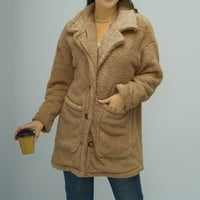 Ženski zimski i jesenski kaput, topla gornja odjeća, plišani kaput s patentnim zatvaračem S dugim rukavima S kaišem