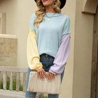 Ženski lagani džemper za posade dugi rukavi Osnovni pulover gornji ležerni pleteni skakač plava veličina l