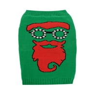 Kućni Djed Mraz s naočalama, ružni Božićni džemper za pse u zelenoj boji