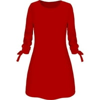 Xysaqa casual haljine za žene haljina s dugim rukavima Žene Moda solidna luka Elegantna Straigth haljina proljetna