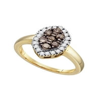 Jewels 10k Žuto zlato žensko smeđe dijamantni prsten clustera CTTW