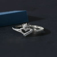 Imperial 1 8CT TDW Dijamantni krunski prsten srca u 10k bijelom zlatu