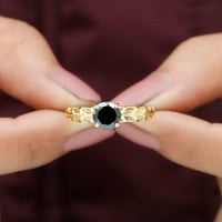 1. Prsten za pasijans, prsten za pasijans od filigranskog zlata, okrugli prsten za pasijans za žene, crni prsten