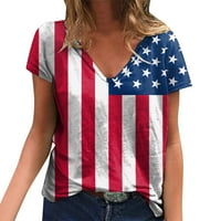 Dan neovisnosti za Žene Ležerne ljetne majice s printom za žene, majice bez rukava U obliku slova u, bluza s printom