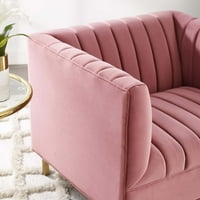 Baršunasta stolica s hrpom u prašnjavoj ružičastoj boji