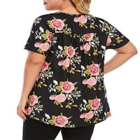Ženska boho bluza Plus size majica ležerna labava tunika s cvjetnim printom vrhovi kratkih rukava s neravnim rubom