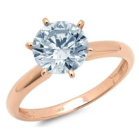 Prsten od 14k ružičastog zlata od 14k s imitacijom plavog safira okruglog reza od 9.