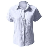 Ženske majice s grafičkim dizajnom u obliku slova u, jednobojne košulje od pamuka i lana, gornji dio kratkih rukava