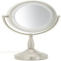 Ogledalo za šminkanje promjera 8,5 inča s pozadinskim osvjetljenjem, 7 puta povećanje, nikal-model od 9856 inča