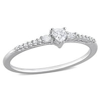 Ženski zaručnički prsten od srebra od bijelog safira i dijamanata, izrađen od A. N. A. od A. M. A.-A.