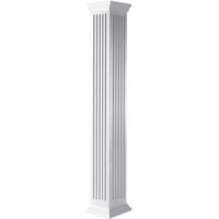 Ekena Millwork 6 W 10'H Premium Square Neored Fluted PVC Endura-Craft Column Wrap Kit, Crown Capital & Base