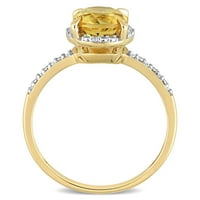 Miabella Women's 1- Carat T.G.W. Citrine i dijamantni naglasak 10kt žutog zlata Halo prsten