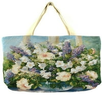Lilac plavi cvjetni cvjetni tiskani veliki platno torbica za torbu za rame -