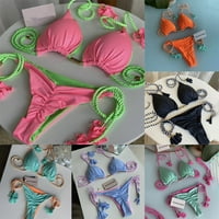 Ženski seksi Bikini Set push-up kupaći kostimi s pletenim vezicama tange s volanima kupaći kostim