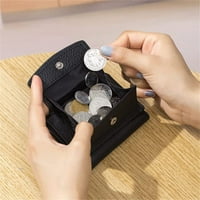 Mini neutralni čarobni držač novčanika s dvostrukom kožnom karticom, novčanik, kopča za novac ili ruksak,Crna