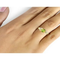 Jewelersclub peridot prsten nakit za rođenje - 0. carat peridot 14K zlatni nakit od srebrnog prstena s bijelim