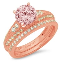 1. dijamant okruglog reza s imitacijom ružičastog dijamanta od ružičastog zlata od 14 karata s naglascima vjenčani