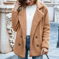 Ženski zimski kaputi na rasprodaji ženska topla jakna zimski jednobojni kaputi s ovratnikom gornja odjeća od ovčje