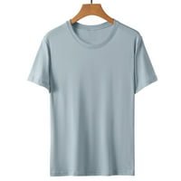 OCIVIESR Ladies Casual okrugli vrat Čvrsta boja gornja majica Kratki rukavi blistavi košulja pleteni vrhovi plus