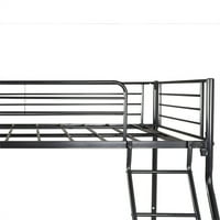 Aukfa blizanac preko punog kreveta- teški metalni krevet okvira sa sigurnosnom željeznicom- poboljšani viši nizina-