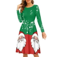 Božićna haljina za žene za posao Djeda Božićnjaka udobne Modne Midi lepršave haljine s dugim rukavima za zimu
