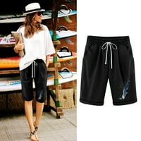 Ženski ljetni kratki klirens tiskao je tijesni džep s visokim strukom elastičnosti sportovi pola hlače crna 4