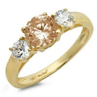 1,5CT okrugli rezani šampanjac simulirani dijamant 14K godišnjica zaručnika žutog zlata Veličina prstena 5,25