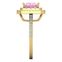 2. Dijamant izrezan Princess s imitacijom ružičastog dijamanta u žutom zlatu od 14 karata s naglascima veličina