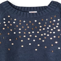 Wonder Nation dragulj džemper izreza i tiskana nogu, dvodijelni set odjeće