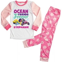 Personalizirani pljusak i mjehurići ružičasta maca djevojčica pidžama set