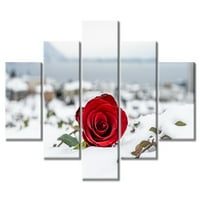 Uokvireni set zidnih umjetnina na platnu, 60 940, dekor platna ruža u snijegu