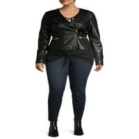 Ženska jakna od pepluma u veganskoj koži Plus Size, Sjedinjene Američke Države