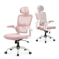 Ergonomska uredska stolica s visokim naslonom, uredska stolica za odrasle za odrasle, ružičasta