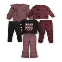 Little Star Organic mališani i dječji set za djevojčice Mi i Match Outfit, 6-dijelni set, veličine 12m-10