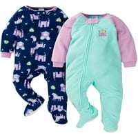 Gerber Baby & Toddler Girls Microfleece pokrivač Sleeper Pidžama