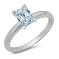 Dijamant smaragdnog reza s imitacijom plavog dijamanta od bijelog zlata 14k 14