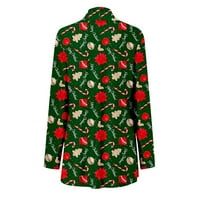 Simplemasygeni božićni kardigani za žene zazor dugih rukava plus žensku jaknu Djed Božićnjak Jakna Jacket Jacker